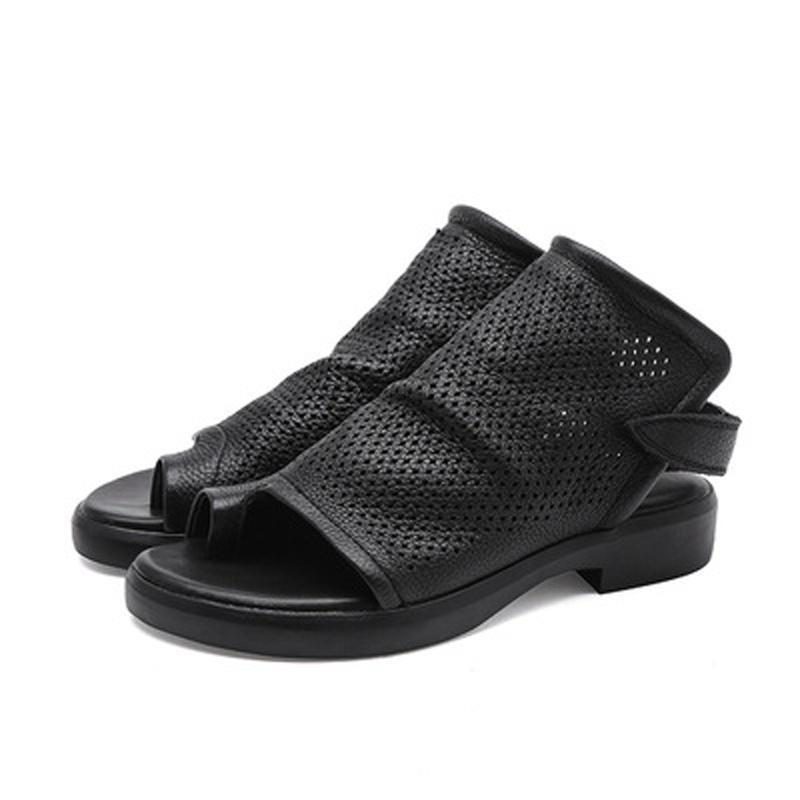 Flache Sandalen Aus Leder Mit Aushöhlendem Clip Toe Für Damen