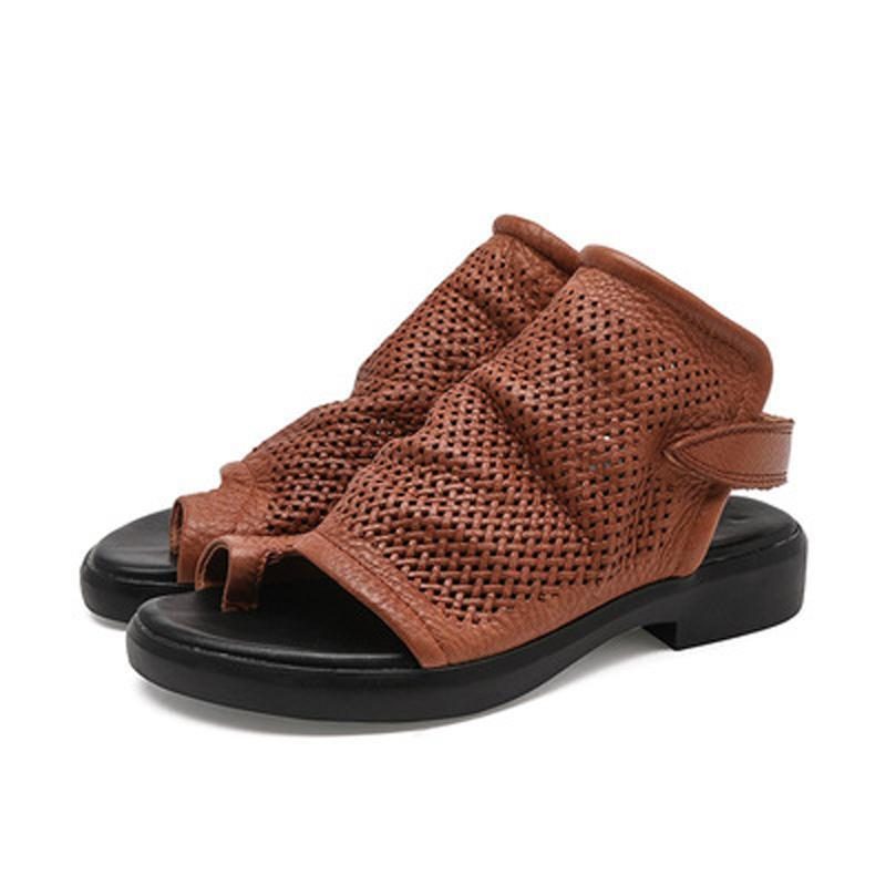 Flache Sandalen Aus Leder Mit Aushöhlendem Clip Toe Für Damen