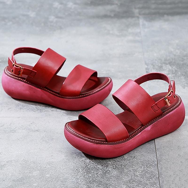 Frauen Rom Handgefertigte Schnallen-plateau-sandalen