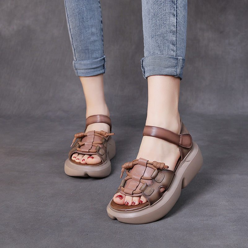 Frauen-sommer-leder-beiläufige Sandalen