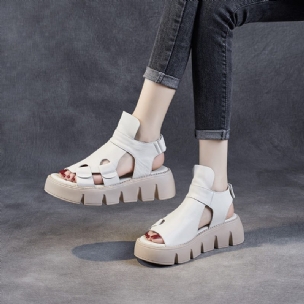 Frauen-sommer-leder-klettband-beiläufige Sandalen