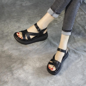 Frauen-sommer-mode-plattform-leder-sandalen