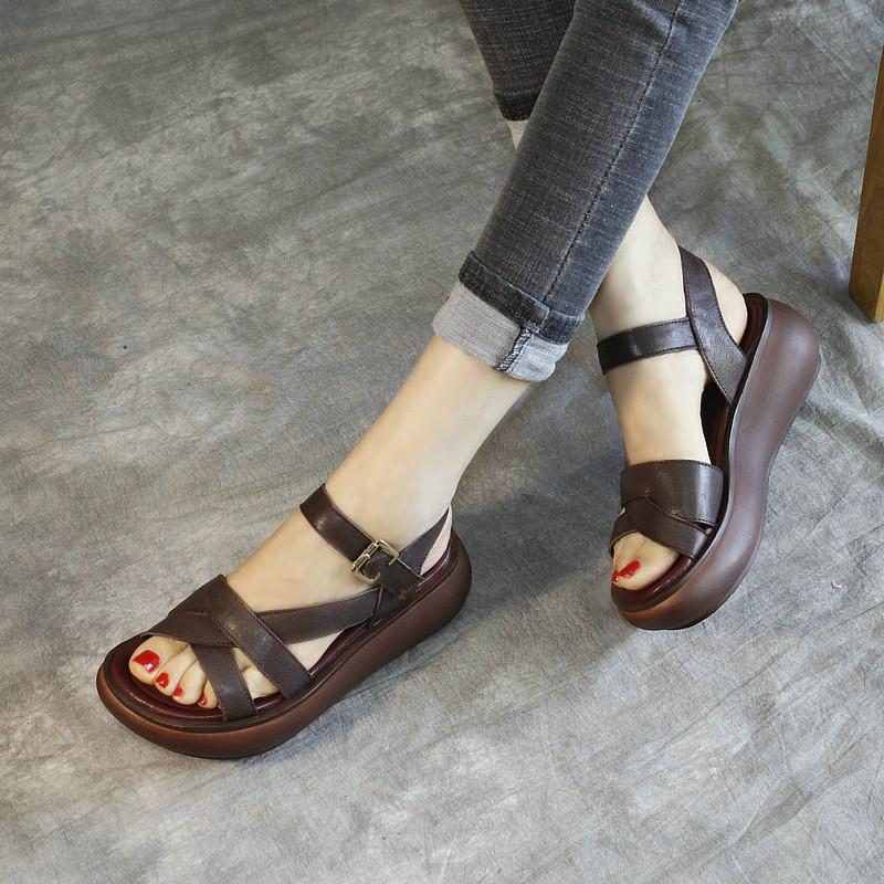 Frauen-sommer-mode-plattform-leder-sandalen