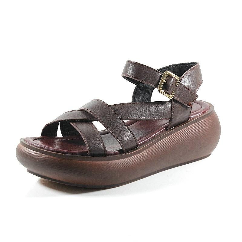 Frauen-sommer-mode-plattform-leder-sandalen