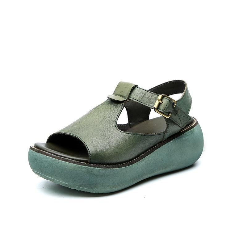 Frauen Sommer Retro Leder Handgefertigte Sandalen