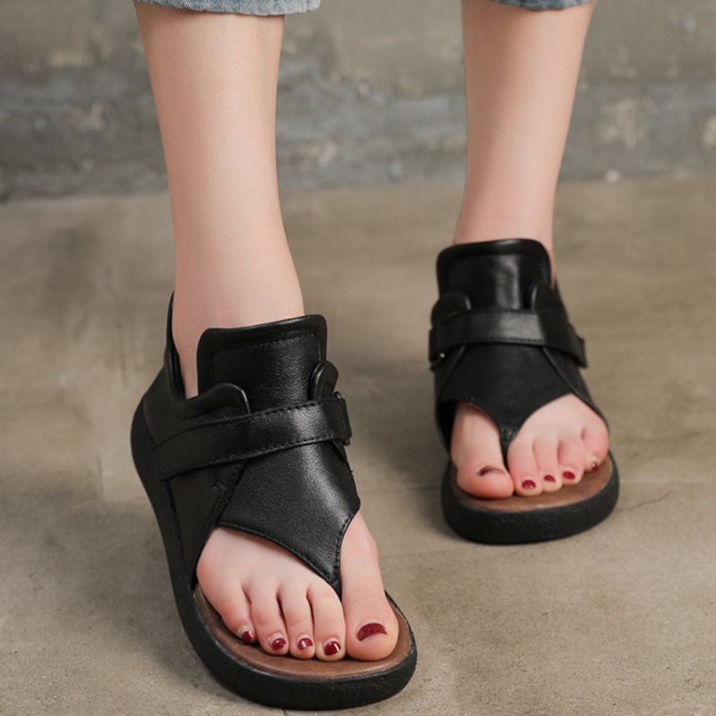 Handgefertigte Sandalen Aus Weichem Leder Mit Clip-toe-schnalle