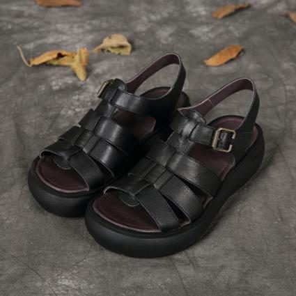 Handgefertigte Sommer-sandalen Mit Rom-schnalle Aus Leder