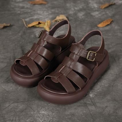 Handgefertigte Sommer-sandalen Mit Rom-schnalle Aus Leder