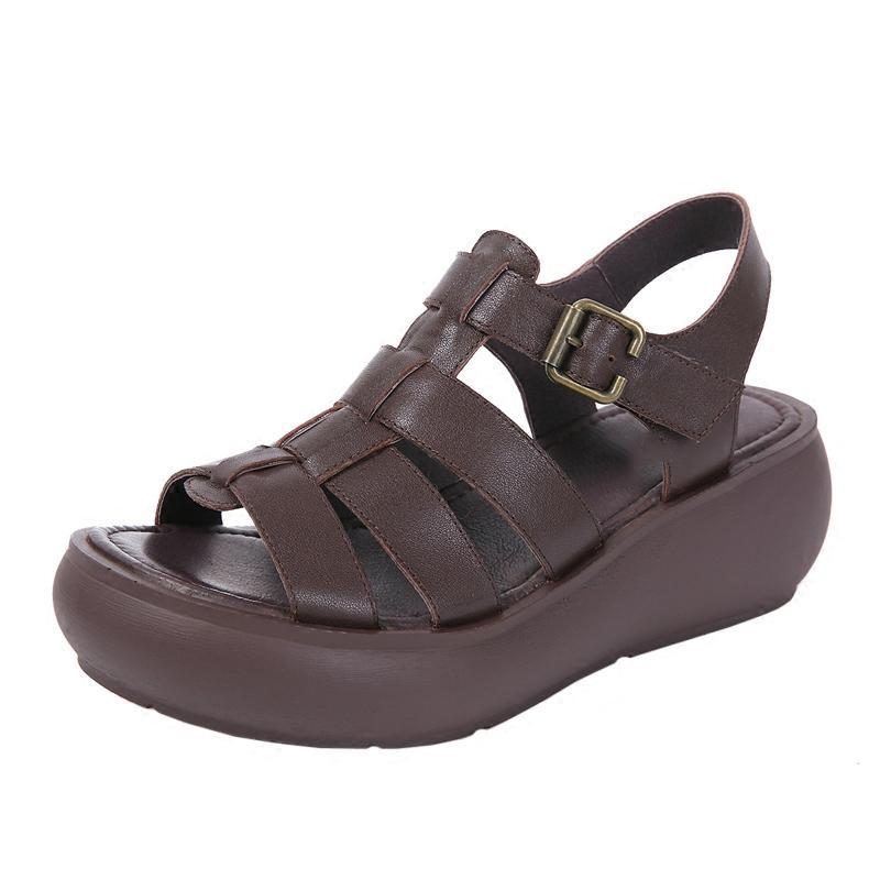 Handgefertigte Sommer-sandalen Mit Rom-schnalle Aus Leder