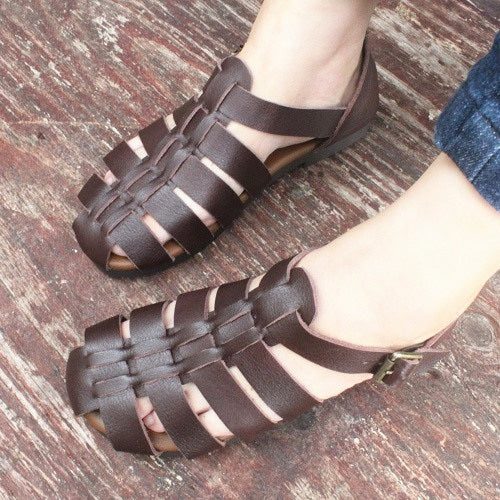 Handgefertigte Sommersandalen Aus Geflochtenem Leder In Übergröße