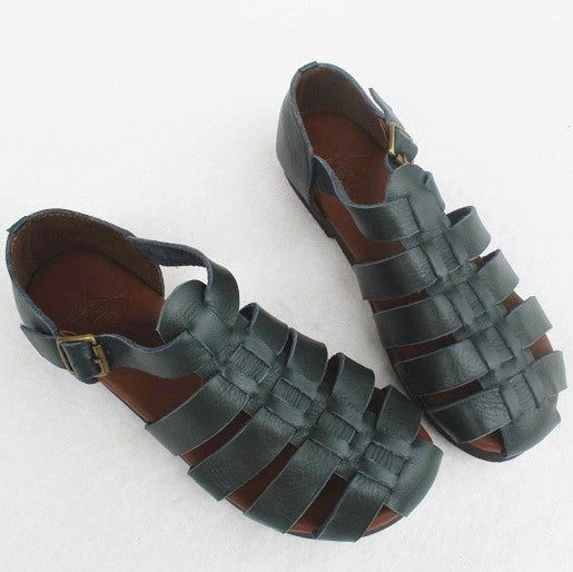 Handgefertigte Sommersandalen Aus Geflochtenem Leder In Übergröße