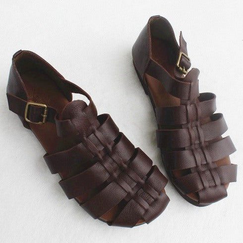 Handgefertigte Sommersandalen Aus Geflochtenem Leder In Übergröße