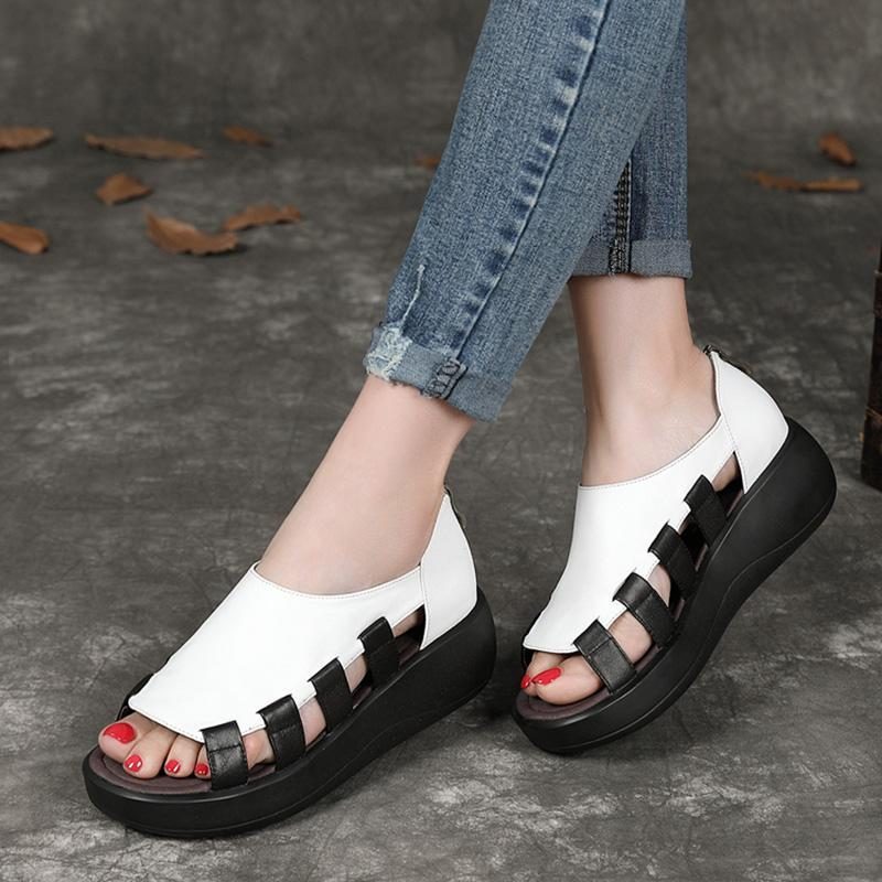 Handgemachte Neue Lässige Retro-sommersandalen Aus Leder