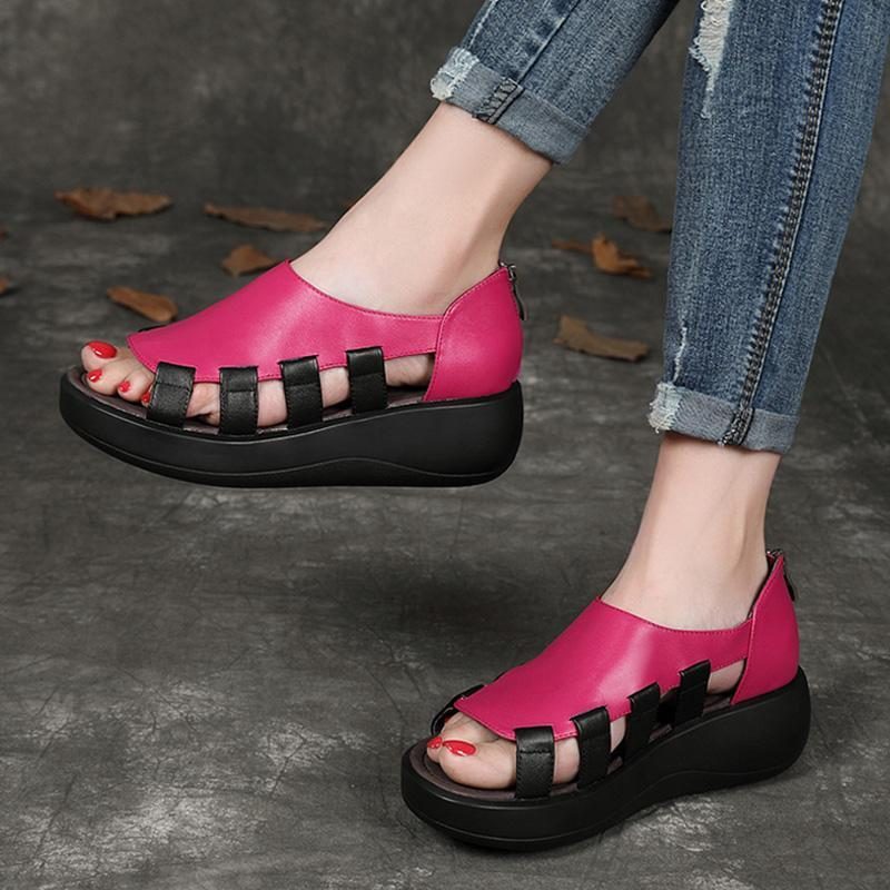 Handgemachte Neue Lässige Retro-sommersandalen Aus Leder