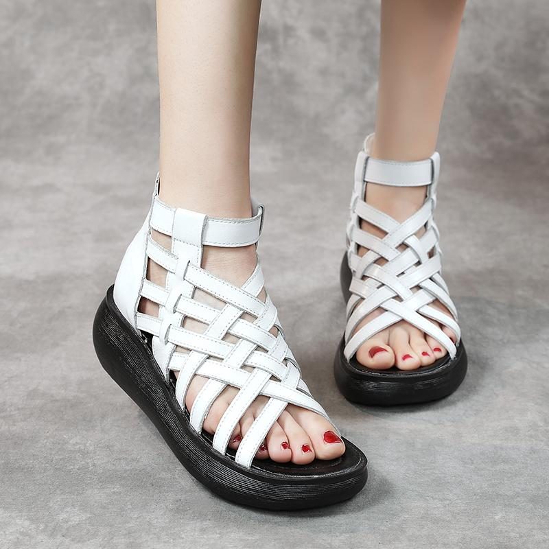 Lässige Sandalen Aus Sommerleder Mit Weicher Sohle