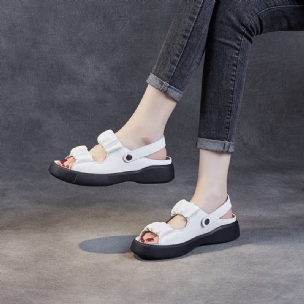 Lässige Sommersandalen Aus Plissiertem Leder Im Retro-stil