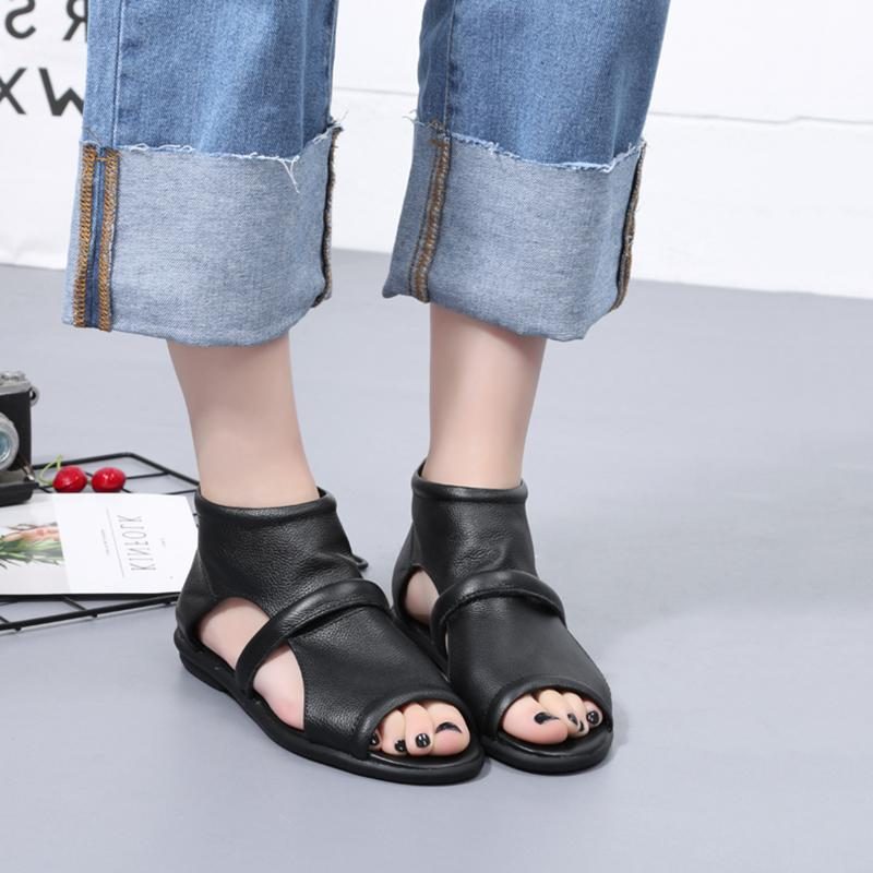 Neue Lässige Flache Ledersandalen