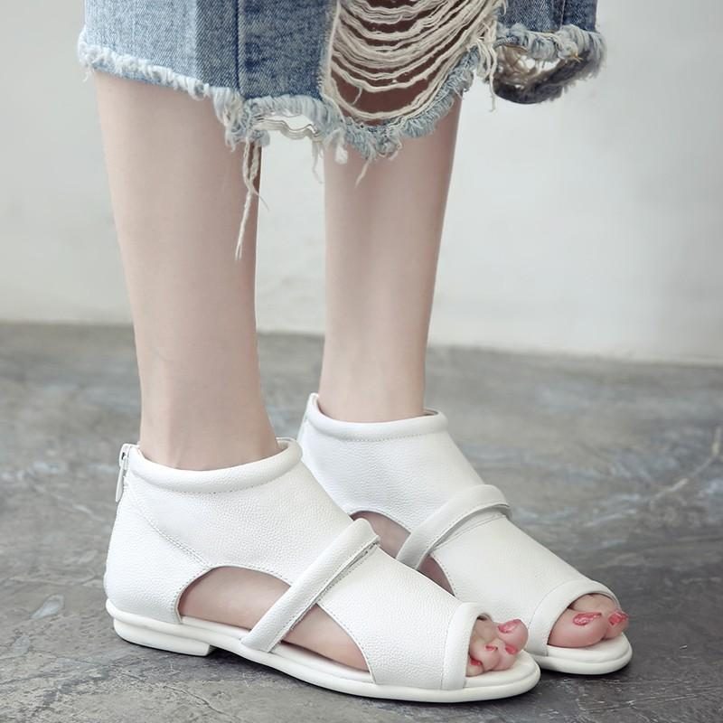 Neue Lässige Flache Ledersandalen