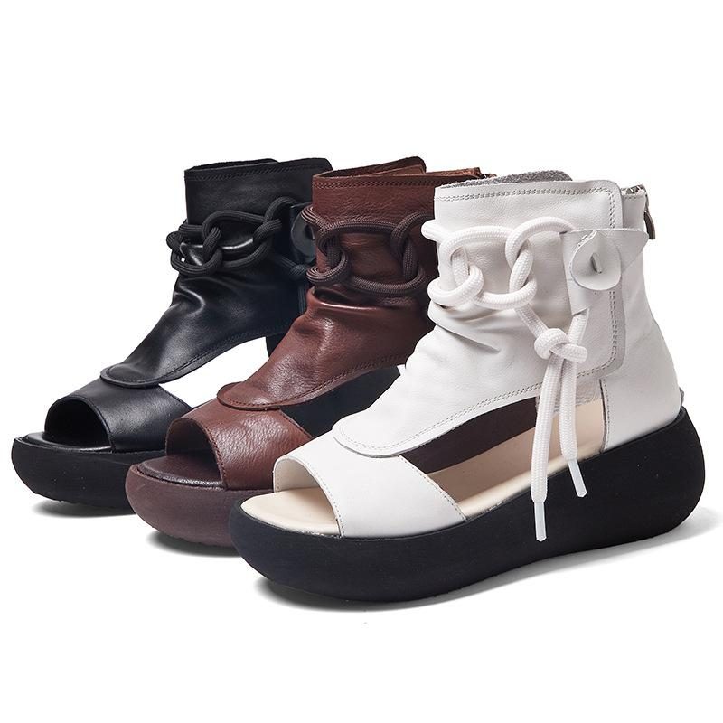 Neue Mode Retro Rindsleder Casual Damen Sandalen