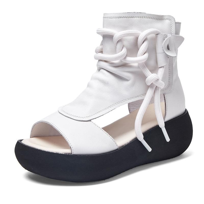 Neue Mode Retro Rindsleder Casual Damen Sandalen