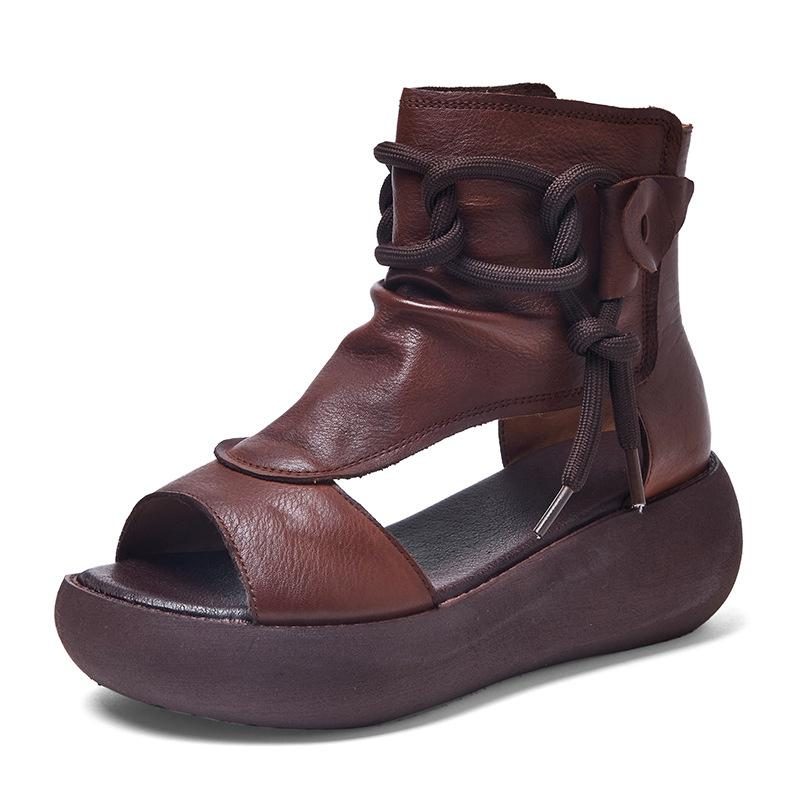 Neue Mode Retro Rindsleder Casual Damen Sandalen