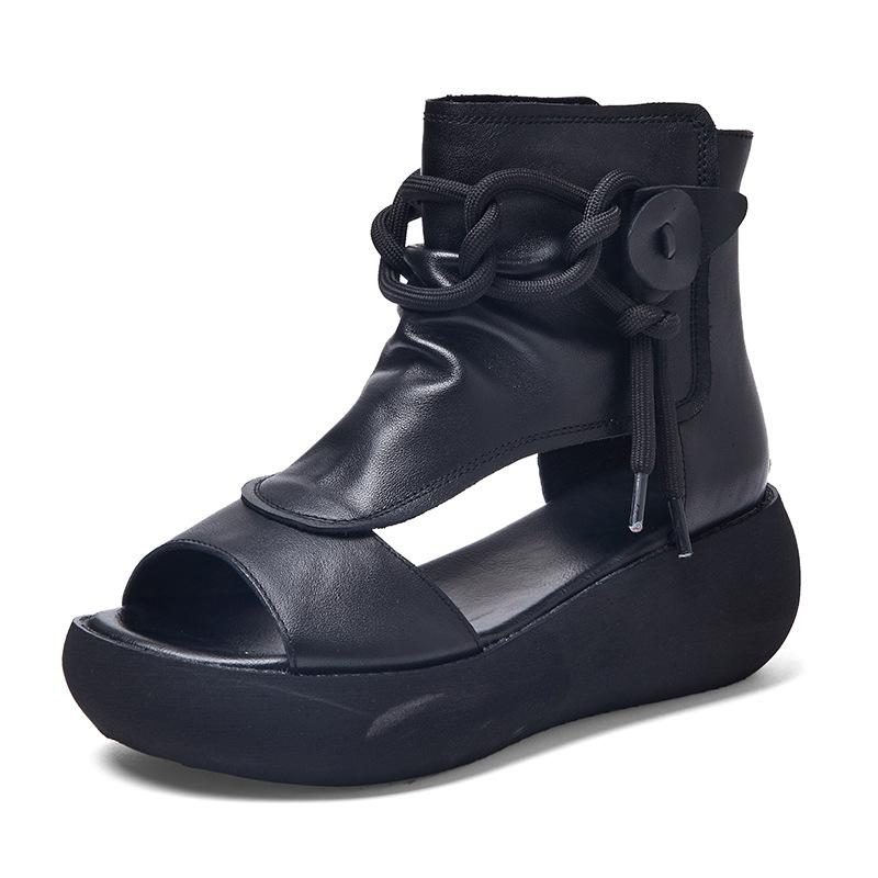 Neue Mode Retro Rindsleder Casual Damen Sandalen