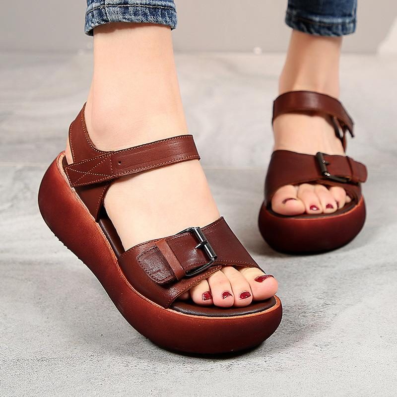 New Fashion Retro First Layer Rindsleder Casual Damen Sandalen