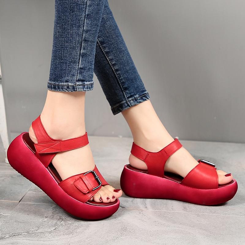 New Fashion Retro First Layer Rindsleder Casual Damen Sandalen