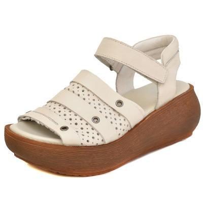 Retro Leder Dicke Untere Damen Sandalen Schuhe