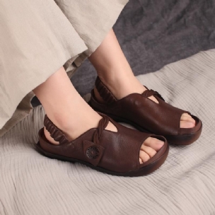 Retro-leder-sandalen Für Damen Mit Weichem Boden