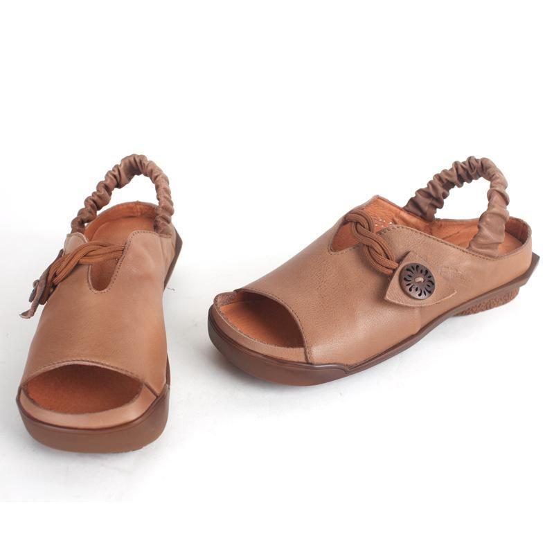 Retro-leder-sandalen Für Damen Mit Weichem Boden