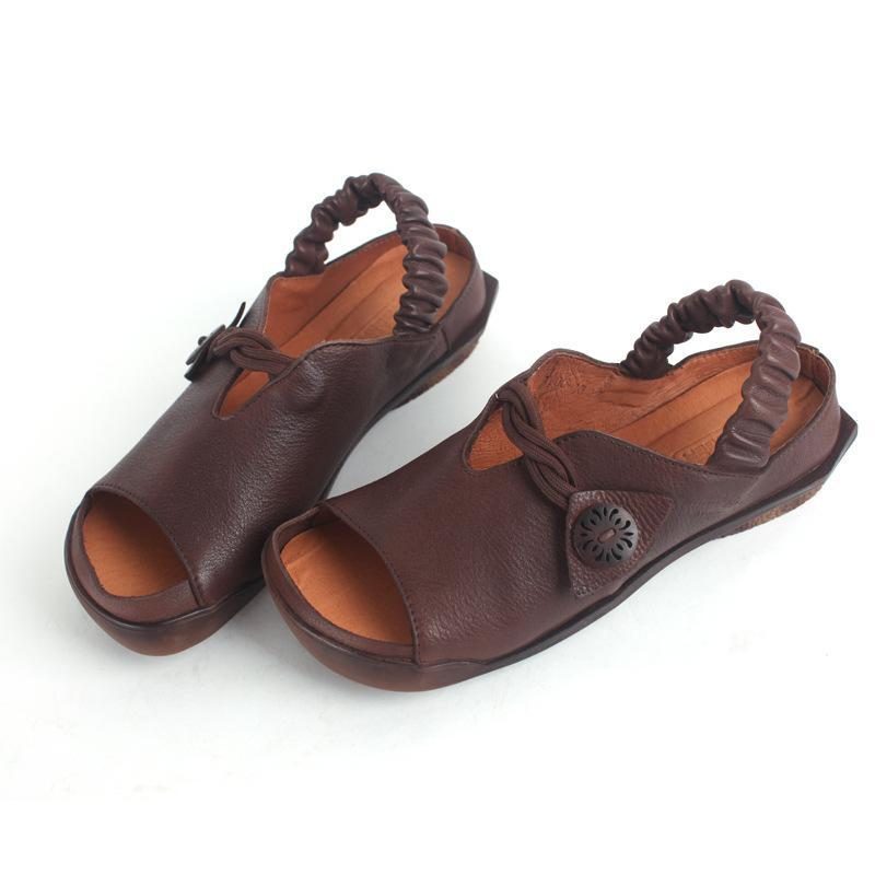 Retro-leder-sandalen Für Damen Mit Weichem Boden