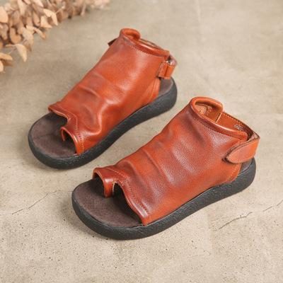 Rindsleder Low Heel Open Toe Sommer Damen Sandalen