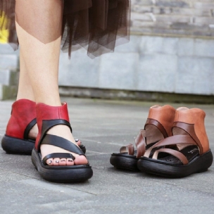 Rome Clip Toe Reißverschlüsse Farbblock-ledersandalen