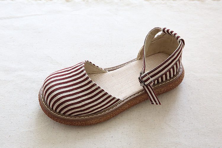 Sommer Damen Retro Stripe Canvas Sandalen