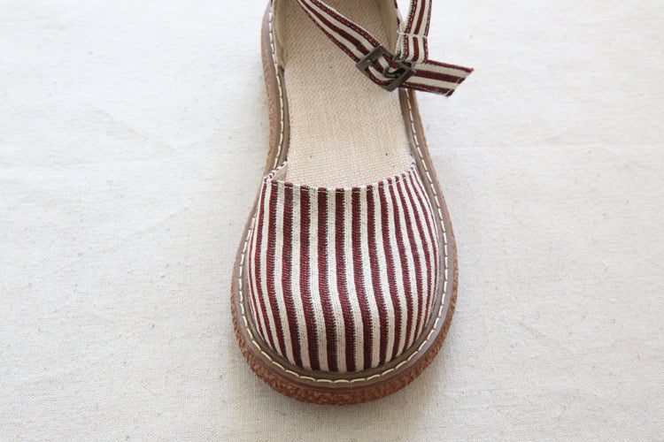 Sommer Damen Retro Stripe Canvas Sandalen