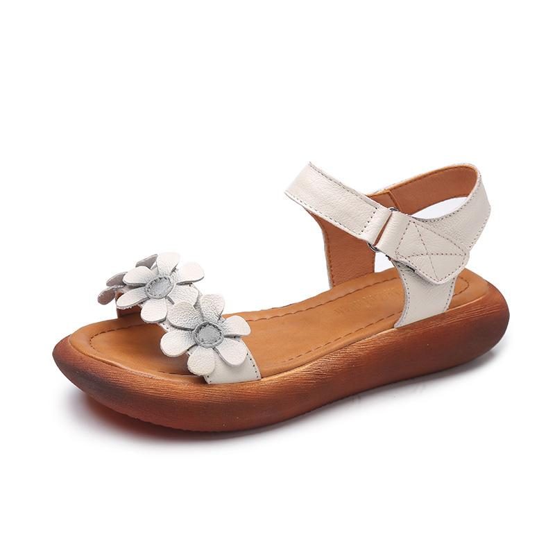 Sommer-retro-leder-blumen-damensandalen