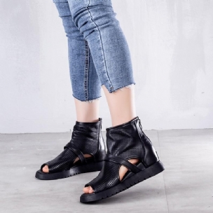 Sommerliche Hohle Freizeitsandalen Aus Leder