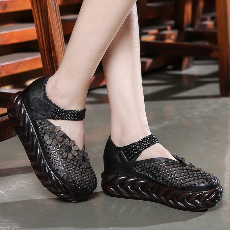 Summer Vintage Hollow Mesh Ledersandalen