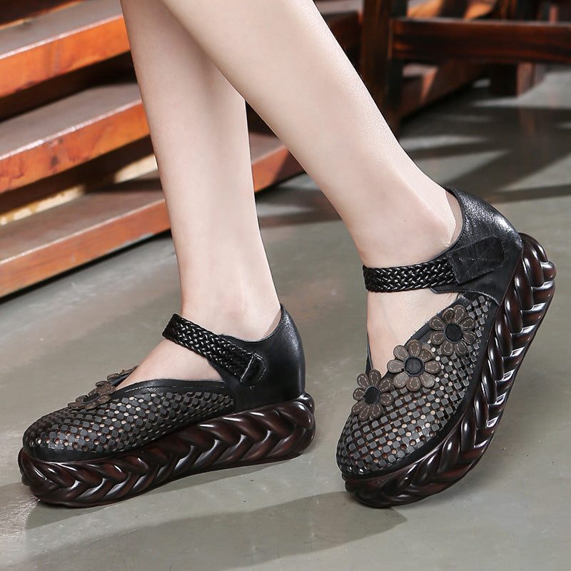 Summer Vintage Hollow Mesh Ledersandalen