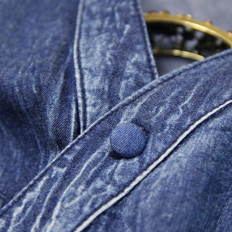 Ärmelloses Jeanskleid Mit Lässiger Retro-stickerei