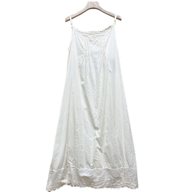 Ärmelloses Sommer-retro-slip-kleid Aus Baumwolle