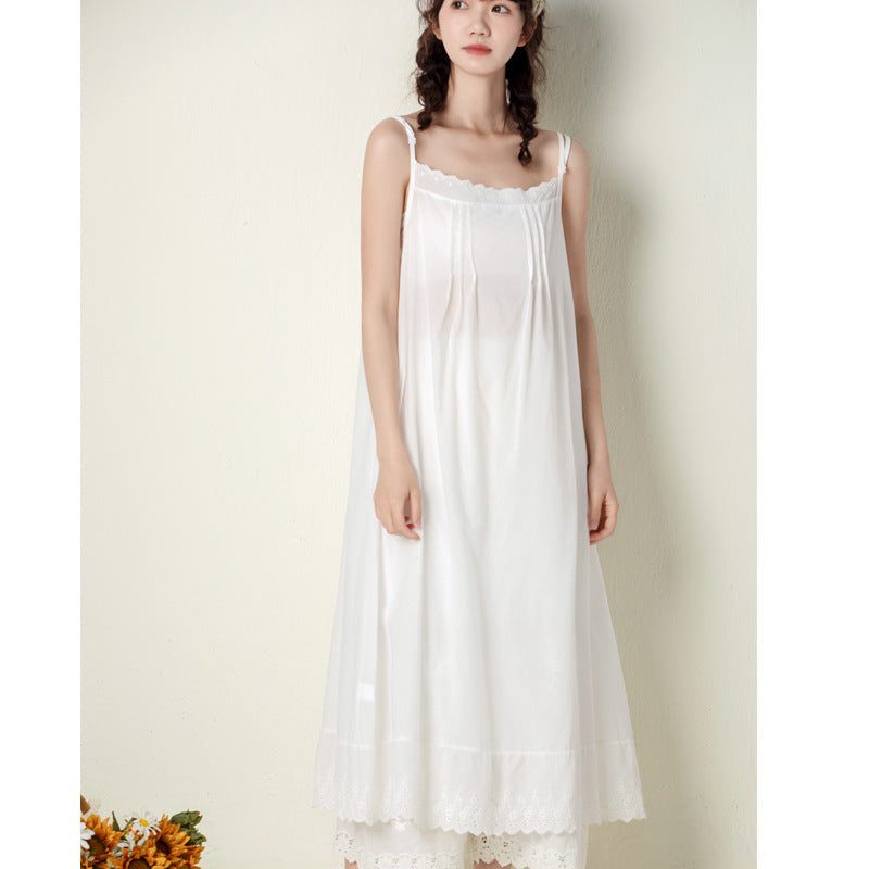 Ärmelloses Sommer-retro-slip-kleid Aus Baumwolle