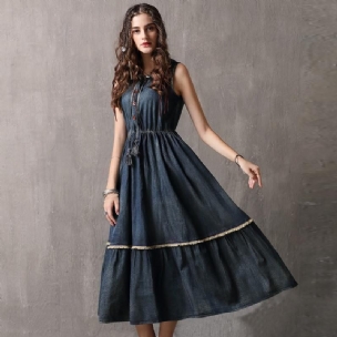 Ärmelloses Sommerkleid Aus Vintage-denim