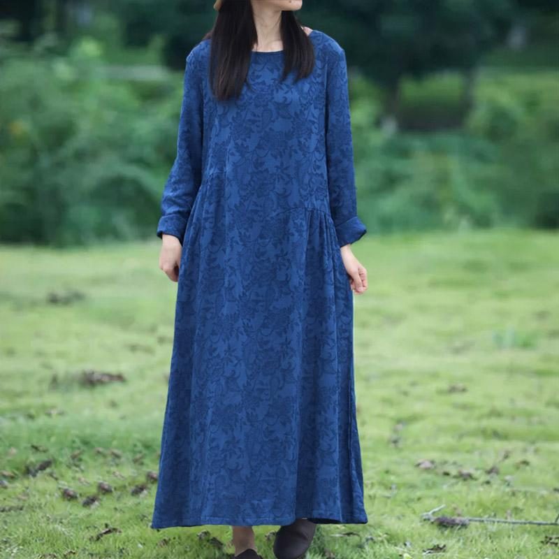 Bedrucktes Kleid Aus Baumwollleinen Mit Blumenmuster