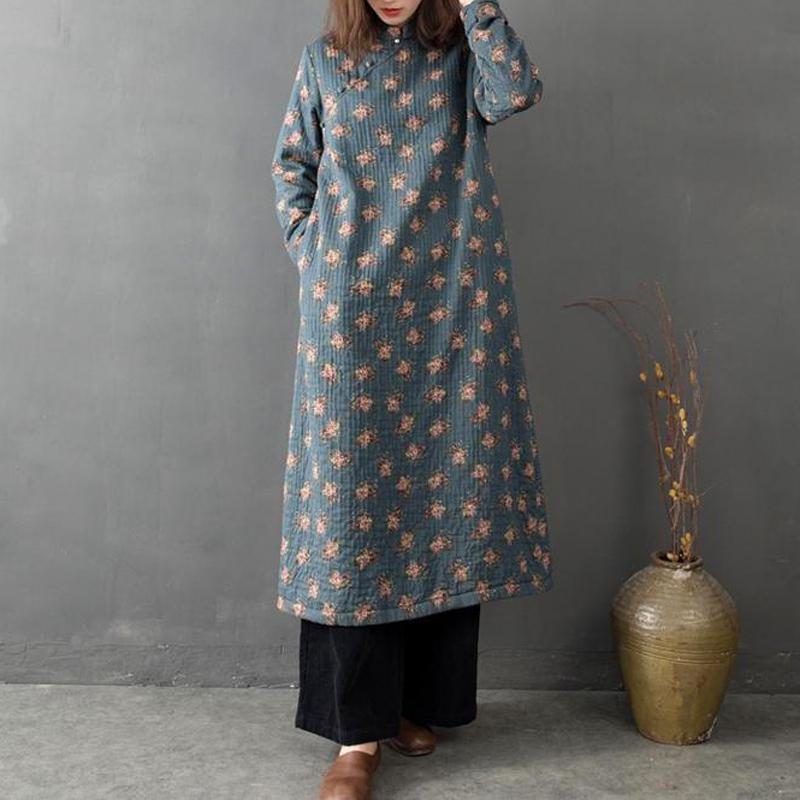 Chinesischer Stil Vintage Loose Floral Cotton Dress