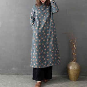 Chinesischer Stil Vintage Loose Floral Cotton Dress