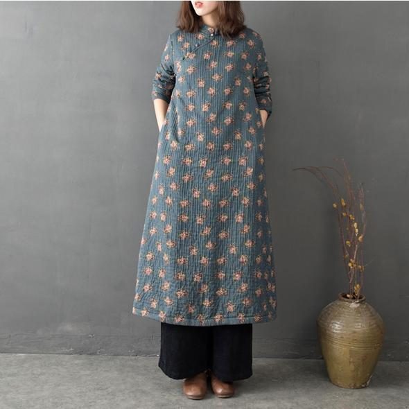 Chinesischer Stil Vintage Loose Floral Cotton Dress