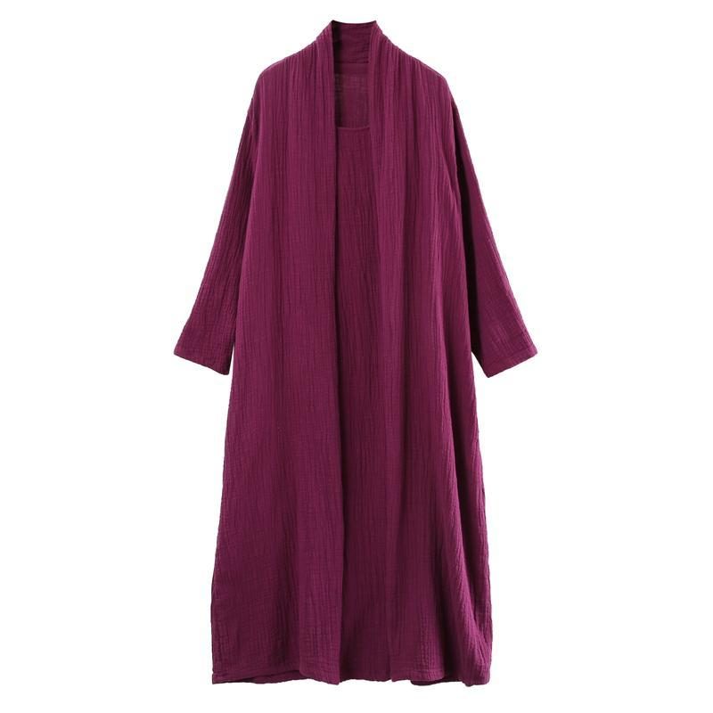 Cotton Slim Large Size Robe Langarm Herbstkleid