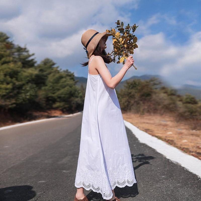 Damen Frühling Neues Langes Lässiges Ärmelloses Kleid